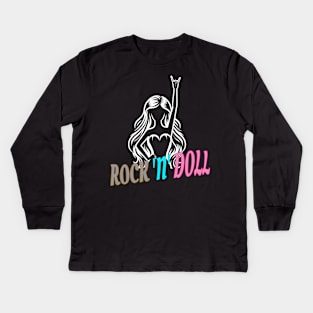 Rock 'n' Doll: Babe Doll Silhouette Kids Long Sleeve T-Shirt